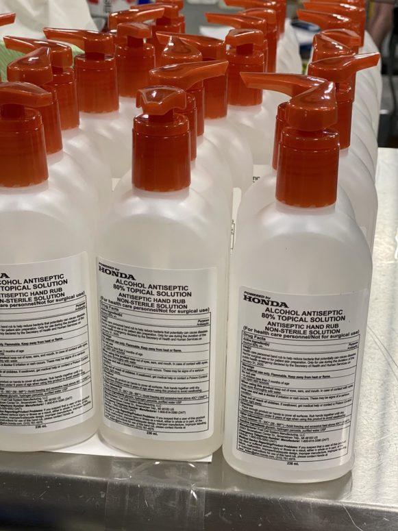 Honda partners with GM, produces 12,000 gallons of hand sanitizer