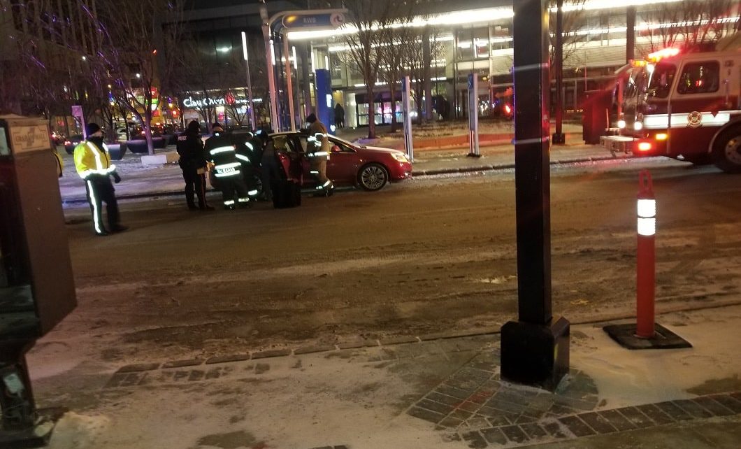 Car Slides A Block After Collision With Winnipeg Transit Bus