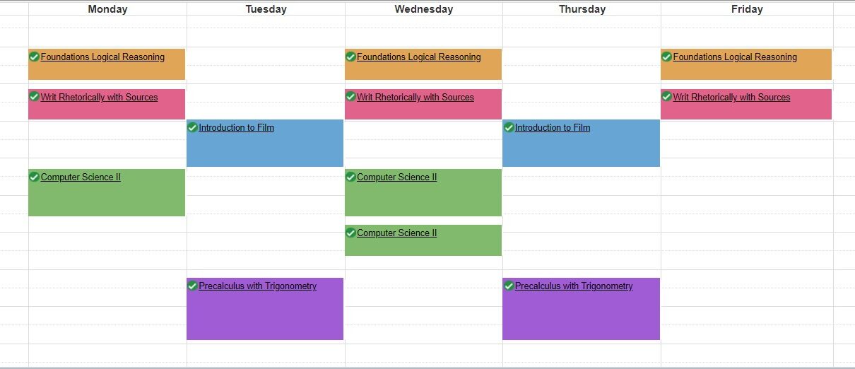 My schedule