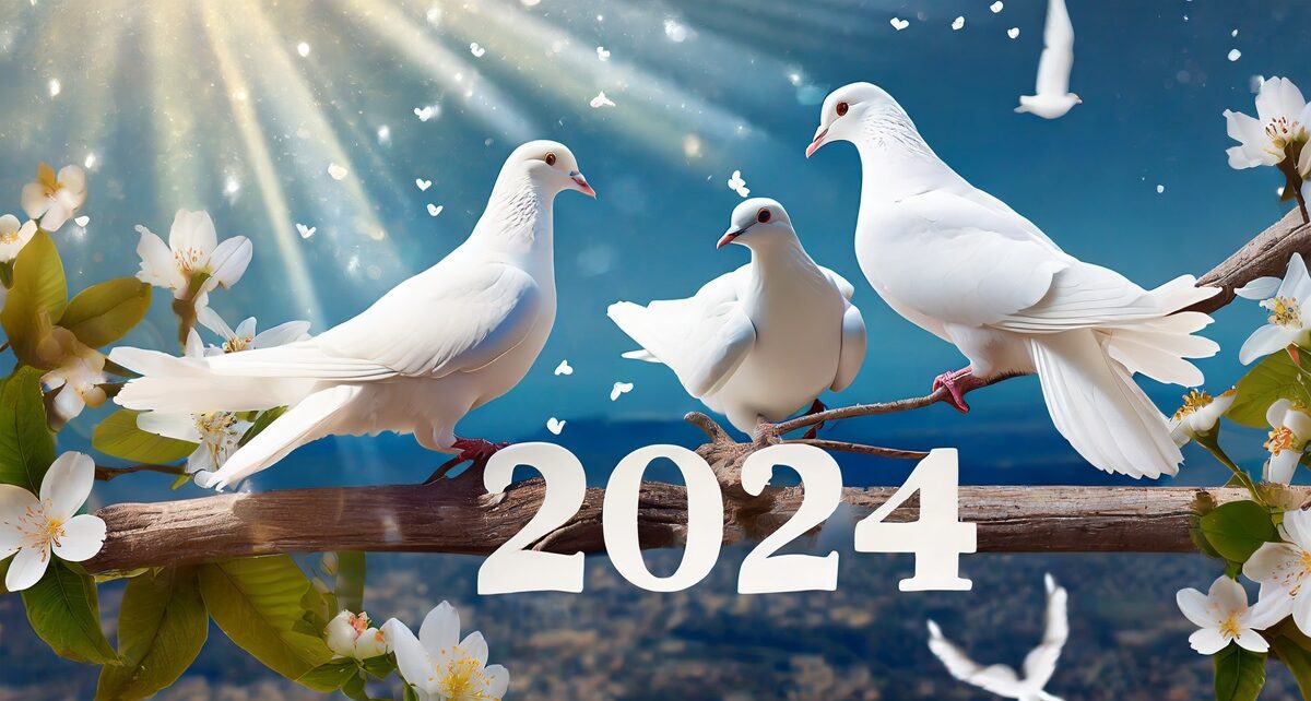 Navigating the Crossroads: A Reflection on 2023 and the Quest for a Better World 1 Firefly generate image of 2024 and peace with white doves 50119