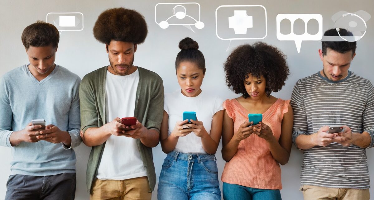 Bandwagon Morality: A Social Media Epidemic Causing Lots of Harm 51 Firefly generate image of people on phone using social media unhappy and sad with mental health 8794