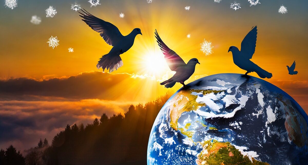 A Call for Unity in the Face of Global Turmoil: Striving for a Better Tomorrow 16 Firefly generate photo of christmas day include the peace doves an earth and sun rising 22581