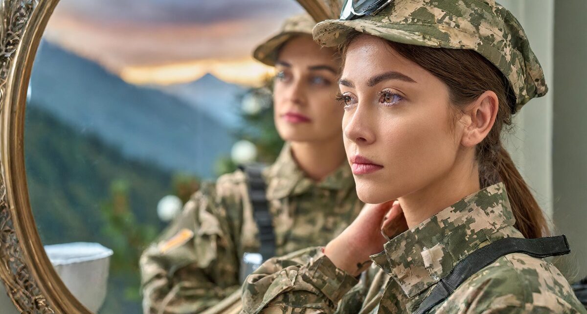 The Harsh Reflection: Confronting Complicity in the Lens of War 1753 Firefly generate a sad soldier looking in a mirror 62002