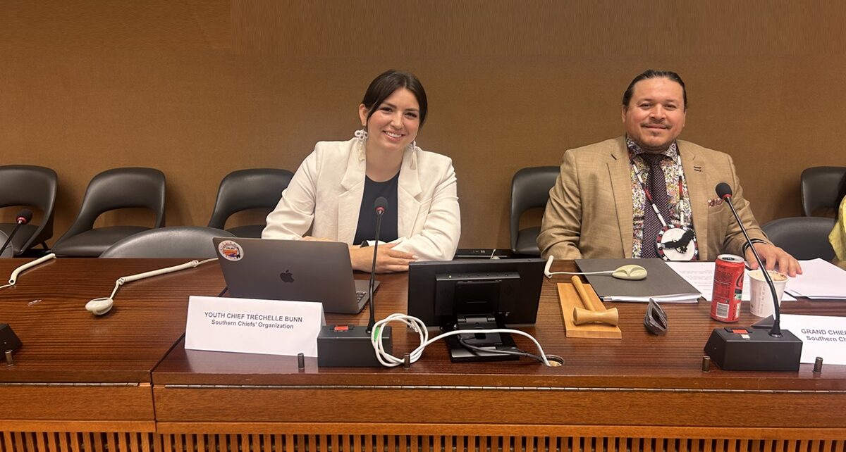 SCO Unveils Groundbreaking Report on First Nations Health Care Reform 947 Youth Chief Bunn with Grand Chief Daniels at the UN 1