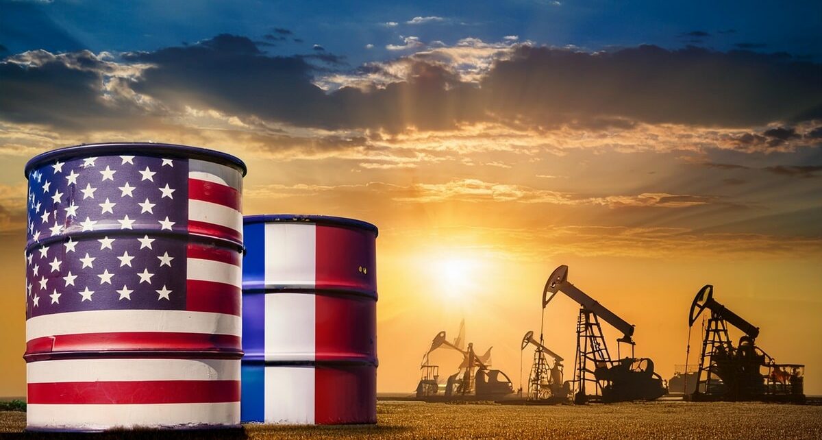 Resource Nationalization: The Two Words That Threaten Western Hegemony 638 Firefly generate barrels of crude oil with the flags of america france britian surrounded by other 2 min