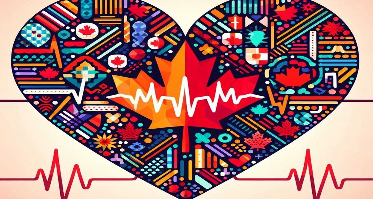 Abstract EKG lines forming the shape of a heart