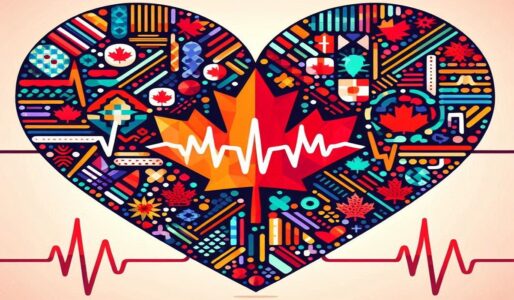 Abstract EKG lines forming the shape of a heart