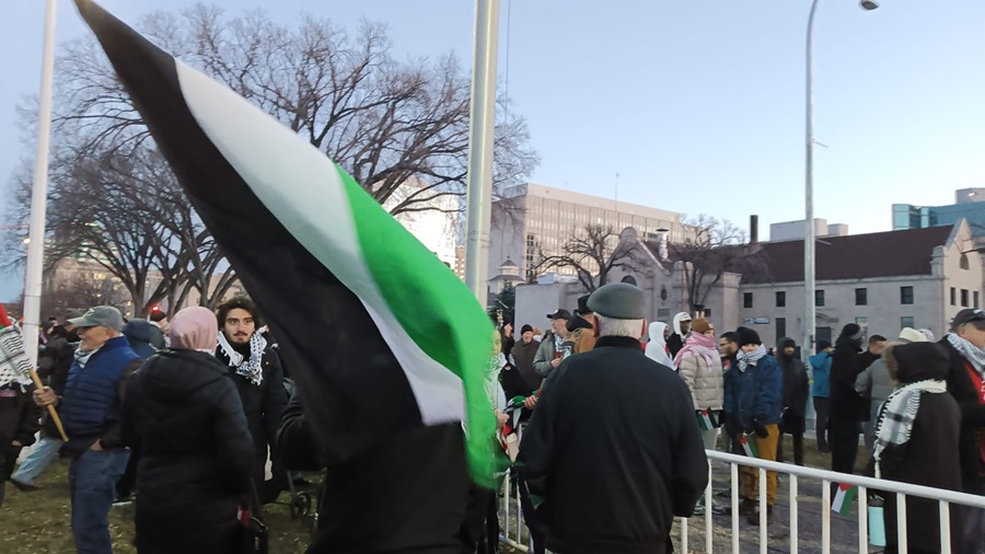 Manitoba flag raising, palestine independence day