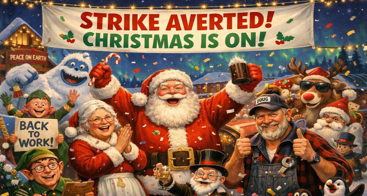 Strike Averted at the North Pole: Christmas Is Back On After 11th-Hour Deal Involving Cookies, Carrots, and a Mysterious Guy Named Doug 1 santa, xma, chrismas
