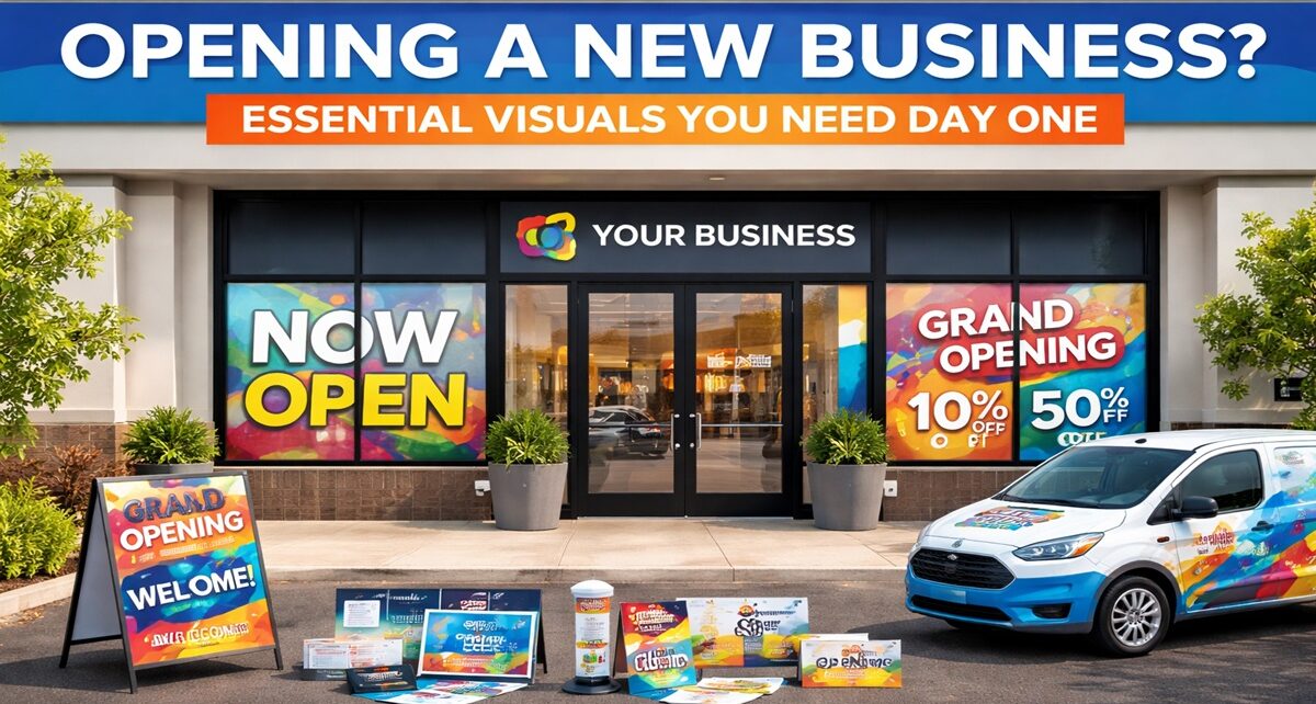 Opening a New Business? Essential Visuals You Need Day One 5 t flow printing signage graphis